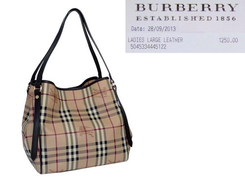 Burberry Medium Haymarket check Signature Horse Canvas with Brown Leather Trim Shopping -0