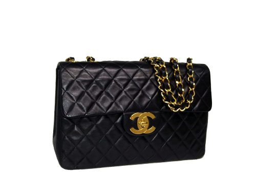 Chanel Black Lambskin Vintage Maxi Large Gold Hardware-0