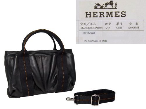 Hermes Black Soft calf Havana Small Tote w Strap Messenger Small-0