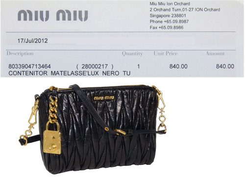 Miu Miu Black Matelasse Lux Contenitor Gold Hardware Pouch-0