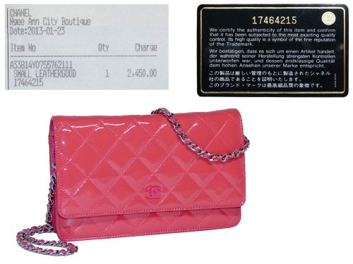 Chanel 17464215 Rose fonce Patent Wallet On Chain Silver Hardware-0