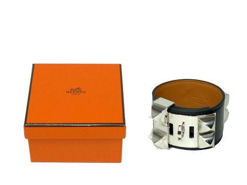Hermes Black Swift Collier De Chien (CDC) with Silver Hardware 'Q' Stamp Size L-0