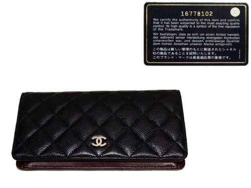 Chanel 16778102 Black Caviar Classic L-Yen Wallet in Gold Hardware-0