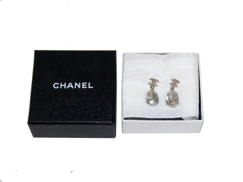 Chanel Big Crystal with Double C Silver Hardware Earring-0