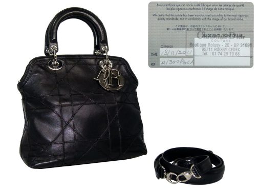 Dior M1301PGCA Cannage Granville bag in Black Lambskin Leather Silver Hardware-0