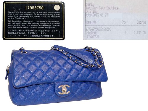 Chanel 17953750 13S Blue Fonce Caviar Easy Flap Bag Silver Hardware-0