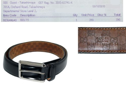 Gucci Black Glazed Calf Belt 85cm w Silver HW-0