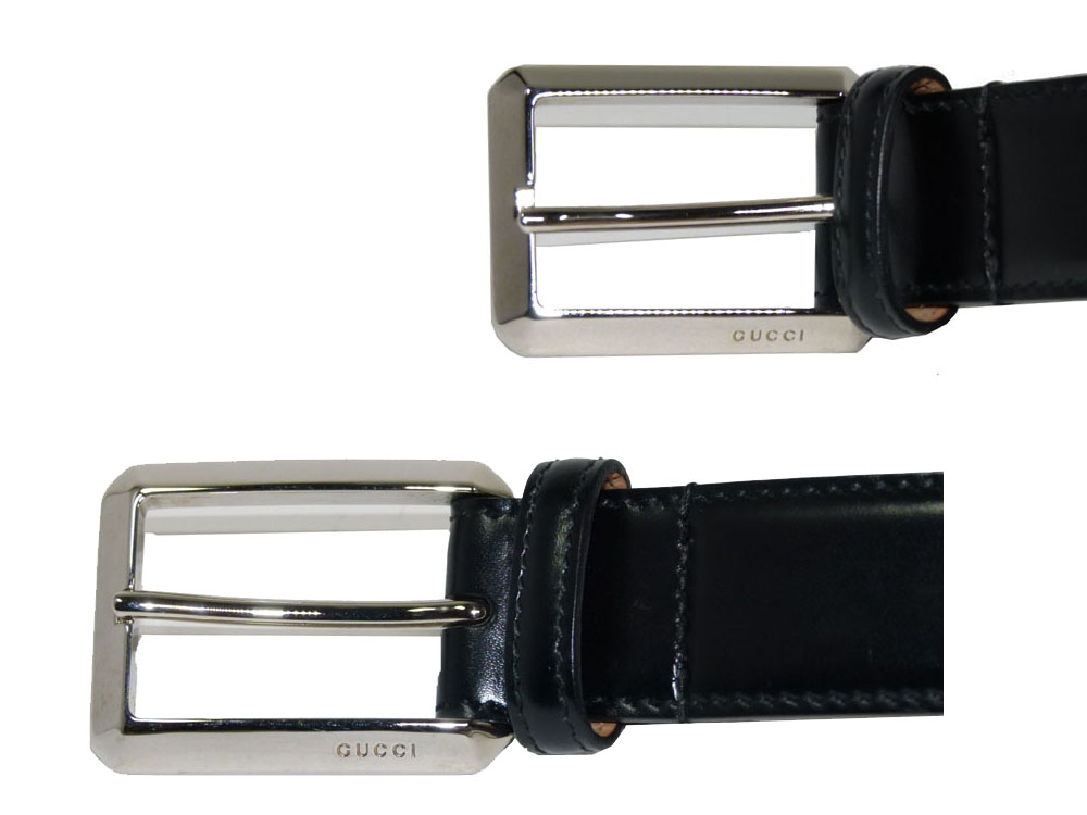 Gucci Black Glazed Calf Belt 85cm w Silver HW-27308 Gucci Black Glazed Calf Belt 85cm w Silver HW-27308