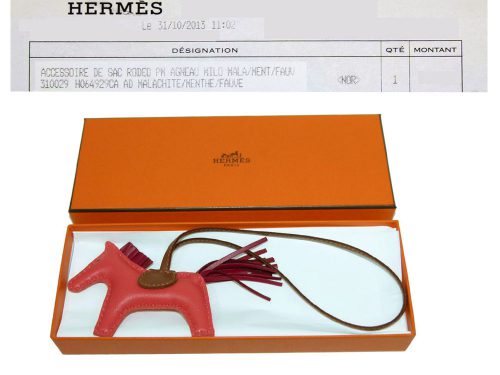 Reserved ! Hermes Rodeo PM Charm Rose Jaipur / Fauve / Rubis -0