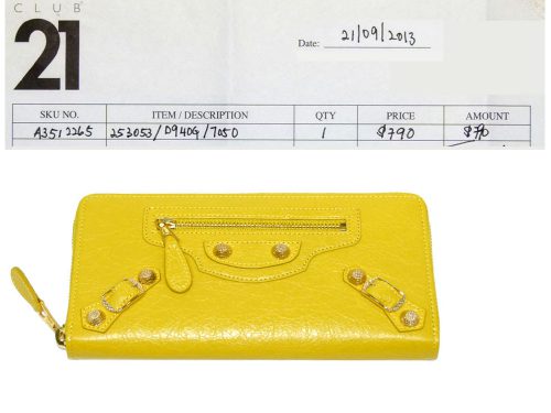 Balenciaga 253053 Citrus Lemon Giant 12 Money Zippy Wallet Gold Hardware-0