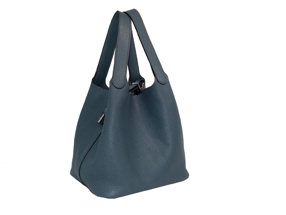 Hermes Picotin Lock 22 MM Medium Tote Bleu Orage "Q" Stamp with PHW-27479 Hermes Picotin Lock 22 MM Medium Tote Bleu Orage "Q" Stamp with PHW-27479