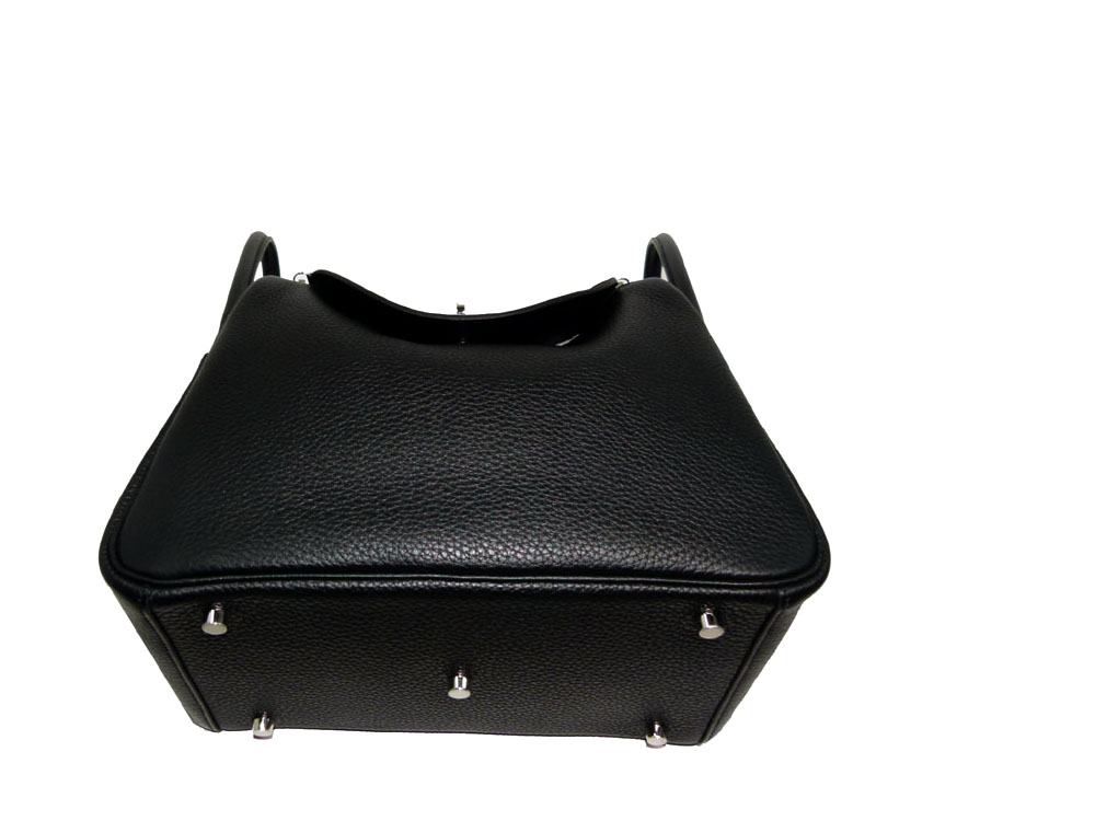 Hermes Lindy 30 Black Clemence Leather "Q" Stamp Shoulder/ Tote Bag-27469 Hermes Lindy 30 Black Clemence Leather "Q" Stamp Shoulder/ Tote Bag-27469