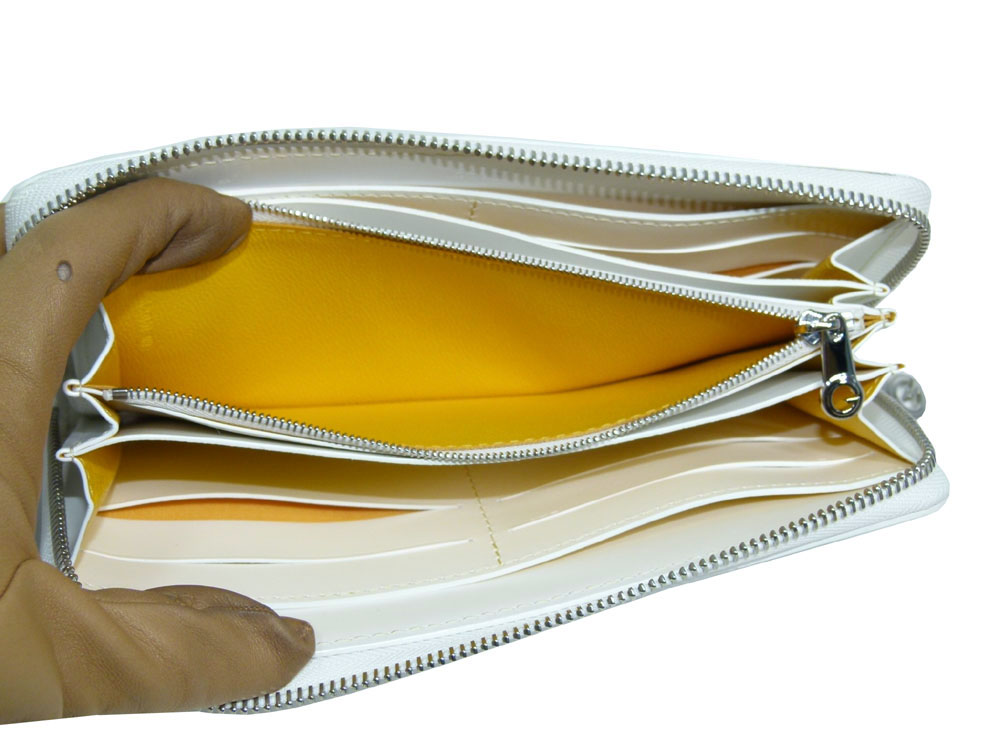 Goyard White/Yellow Interior Signature Logo Matignon APM Zip GM Passport / Long Wallet-27831 Goyard White/Yellow Interior Signature Logo Matignon APM Zip GM Passport / Long Wallet-27831