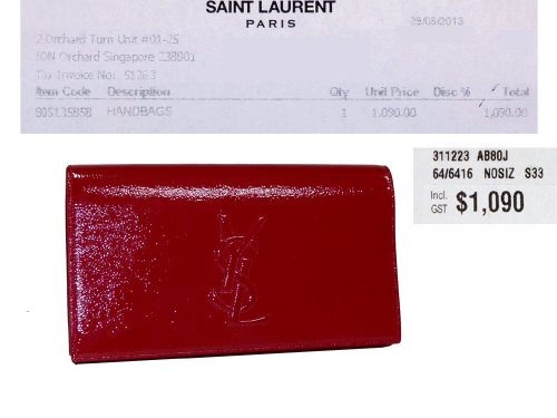 YSL 311223 Red Patent Clutch Large -27549