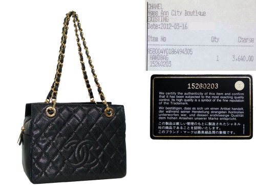 Chanel 15260203 Black Caviar Petite Timeless Tote GHW-0