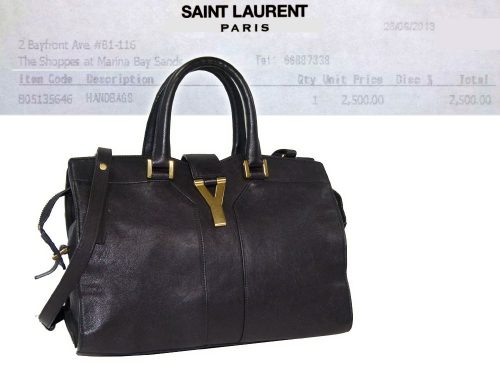 YSL 311222 Black Distressed Calf Y Cabas Small -0