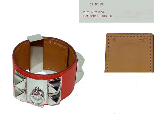 Hermes Collier De Chien CDC Capucine SHW Q Stamp S Size Bracelet-0