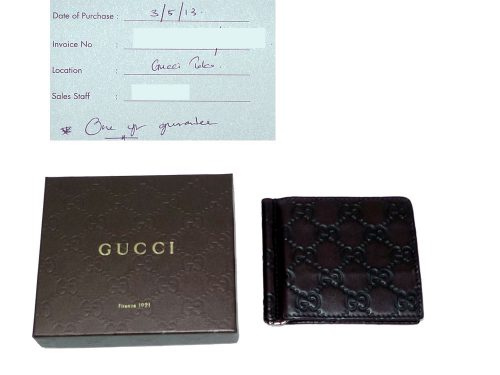 Gucci 170580 Dark Brown Guccissima Money Clip 6 Cards -0
