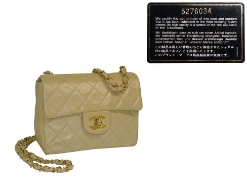 Chanel 5276034 Beige Lambskin Small Classic Flap Bag-0