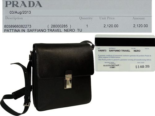 Prada VA0973 Black Saffiano Travel Messenger Bag-0