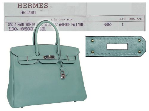 Hermes Birkin 35 Ciel Swift N Stamp PHW -0