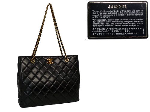 Chanel 4442301 Black Lambskin Quilted Square Document GHW-0