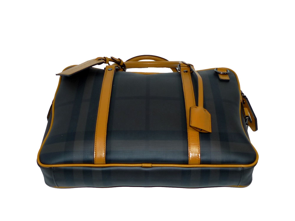 Burberry Brown Checked with Yellow Leather Trim w Strap-28285 Burberry Brown Checked with Yellow Leather Trim w Strap-28285