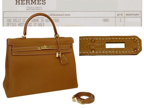 Hermes Kelly 35 II Gold Togo Leather Gold Hardware Q Stamp-0