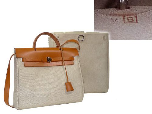 Hermes Herbag B Stamp Natural Calf 3-in-1 Sand Canvas Backpack/ Tote/ Shoulder Bag with Palladium Hardware-0