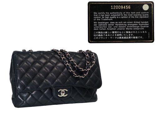 Chanel 12009456 Classic Single Flap Black Caviar Jumbo with Silver Hardware andbag-0