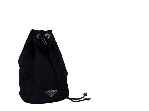 Prada Black Nylon Drawstring Pouch-0