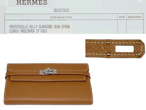 Hermes Kelly Wallet Gold Epsom Q Stamp Palladium Hardware-0