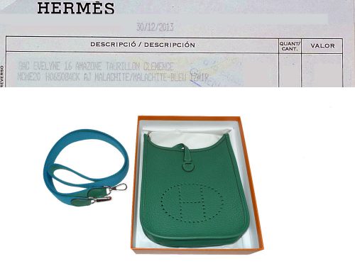Hermes Evelyne16 Pochette TPM Q Stamp in Duo Color Malachite/ Bleu Izmir Amazona Strap Crossbody Bag-0