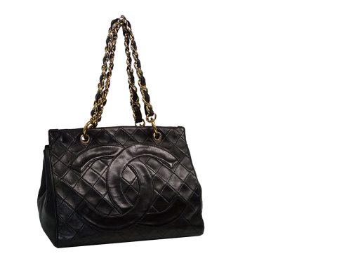 Chanel 3343520 Black Vintage Lambskin Quilted CC Document GHW-0