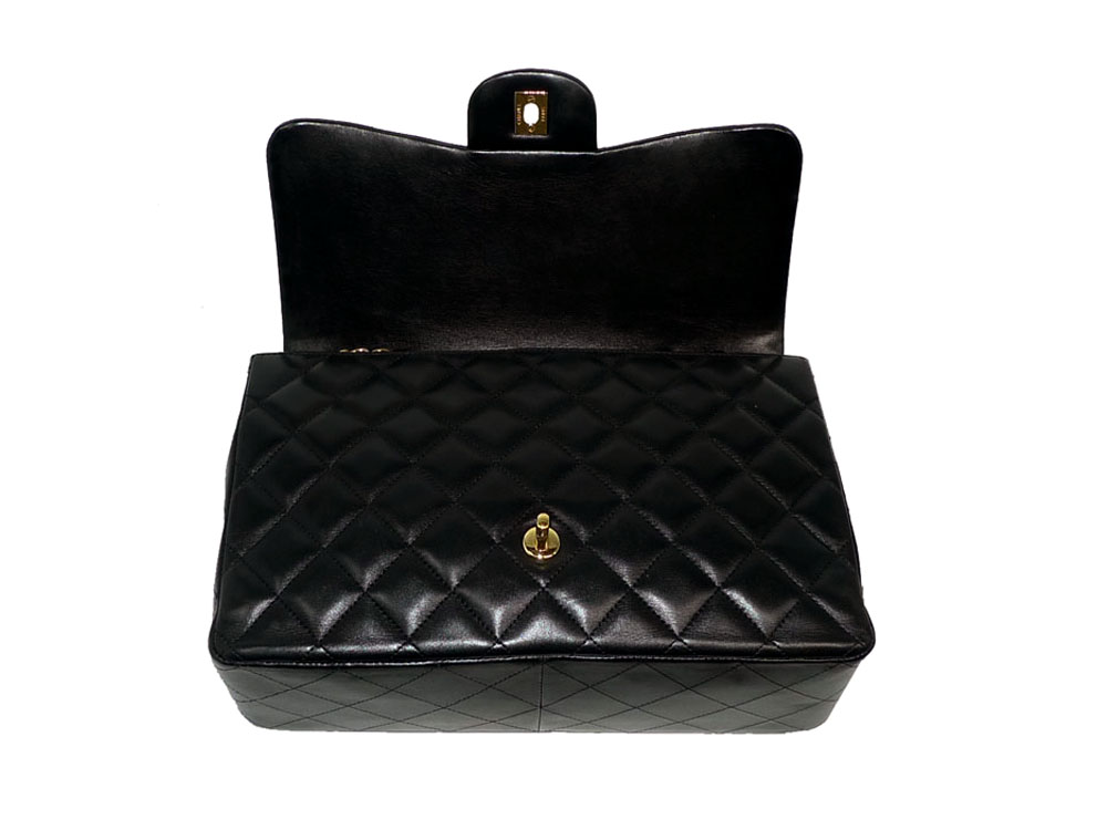 Chanel 13714195 Black Lambskin Jumbo Single Flap with Gold Hardware-28686 Chanel 13714195 Black Lambskin Jumbo Single Flap with Gold Hardware-28686