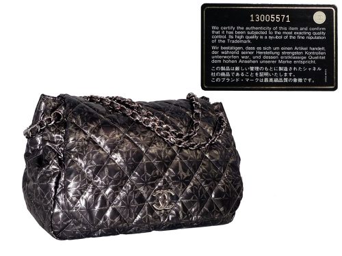 Chanel 13005571 Bubble Print Nylon Accordion Large Flap SHW-0