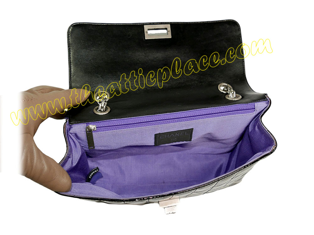 Chanel 6057378 Patent Black Chocolate Bar Reissue Silver Hardware-35779 Chanel 6057378 Patent Black Chocolate Bar Reissue Silver Hardware-35779