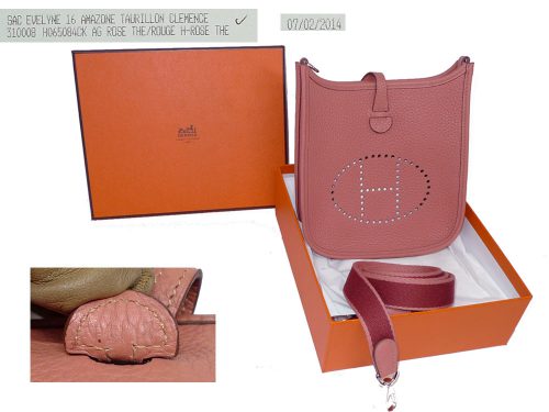Hermes Evelyne 16 Pochette TPM Q Stamp in Duo Color Rouge H/ Rose Amazona Strap Crossbody Bag-0