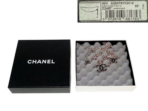 Chanel Silver 00V Necklace Double C Chain Belt/ Necklace-0