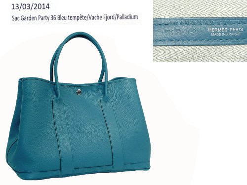 Hermes Garden Party 36 Bleu Tempete Vache Fjord Q Stamp-0
