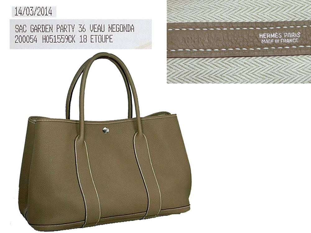 Hermes Etoupe Leather "P" Stamp 36cm Garden Party Document/ Shopping Bag-0 Hermes Etoupe Leather "P" Stamp 36cm Garden Party Document/ Shopping Bag-0