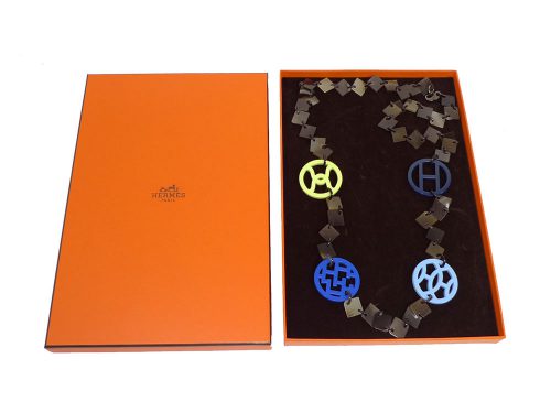Hermes Sautoir Deva Buffalo Bubalus Necklace Colored H Horn & Lacquer Line-0