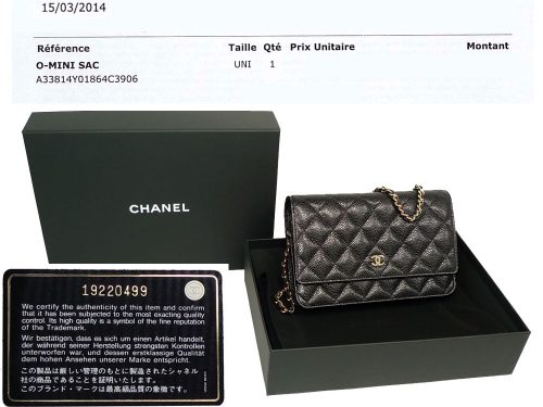 Chanel 19220499 Black Caviar Quilted Wallet On Chain GHW-0