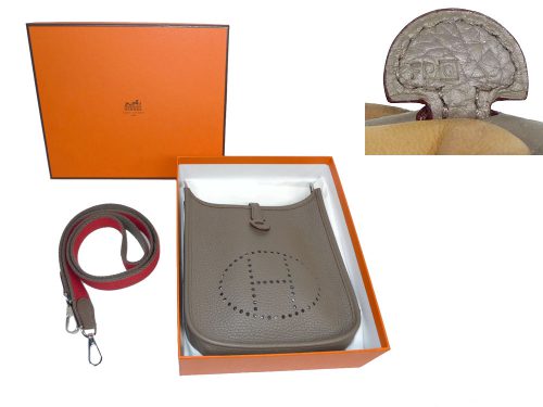 Hermes Evelyne 16 TGM Etain / Rouge Q Stamp Amazona Messenger -0