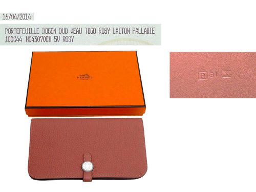 Hermes Dogon Wallet Togo Rosy Laiton Permabrass Hardware R Stamp-0