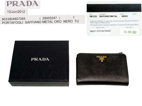 Prada 1M1225 Black Saffiano Metal Zipper Wallet-0