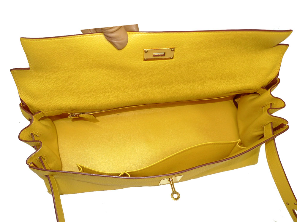 Hermes Yellow Shoulder Kelly with Gold Hardware "M" Stamp-29773 Hermes Yellow Shoulder Kelly with Gold Hardware "M" Stamp-29773