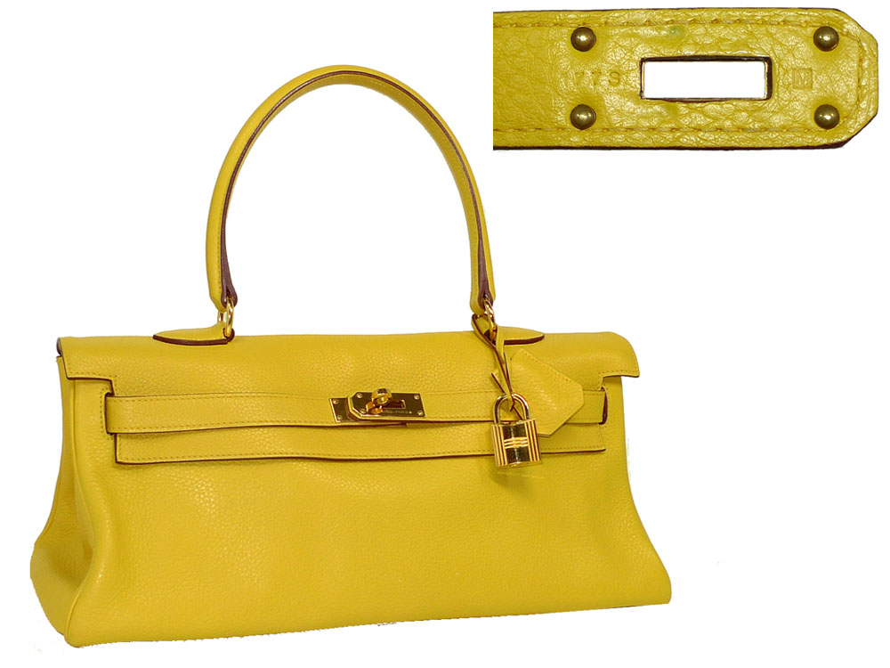 Hermes Yellow Shoulder Kelly with Gold Hardware "M" Stamp-0 Hermes Yellow Shoulder Kelly with Gold Hardware "M" Stamp-0