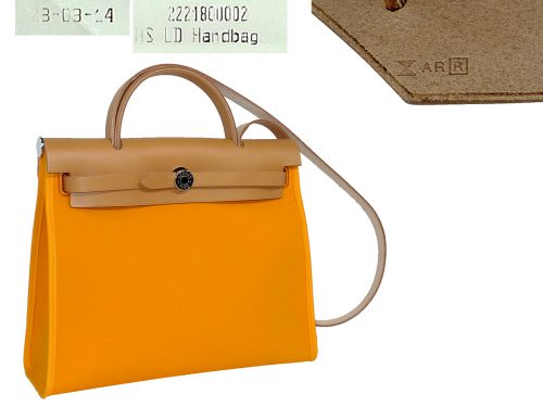 Hermes Herbag Zip 31 Yellow with Natural Calf Leather PHW 'R' Stamp -0