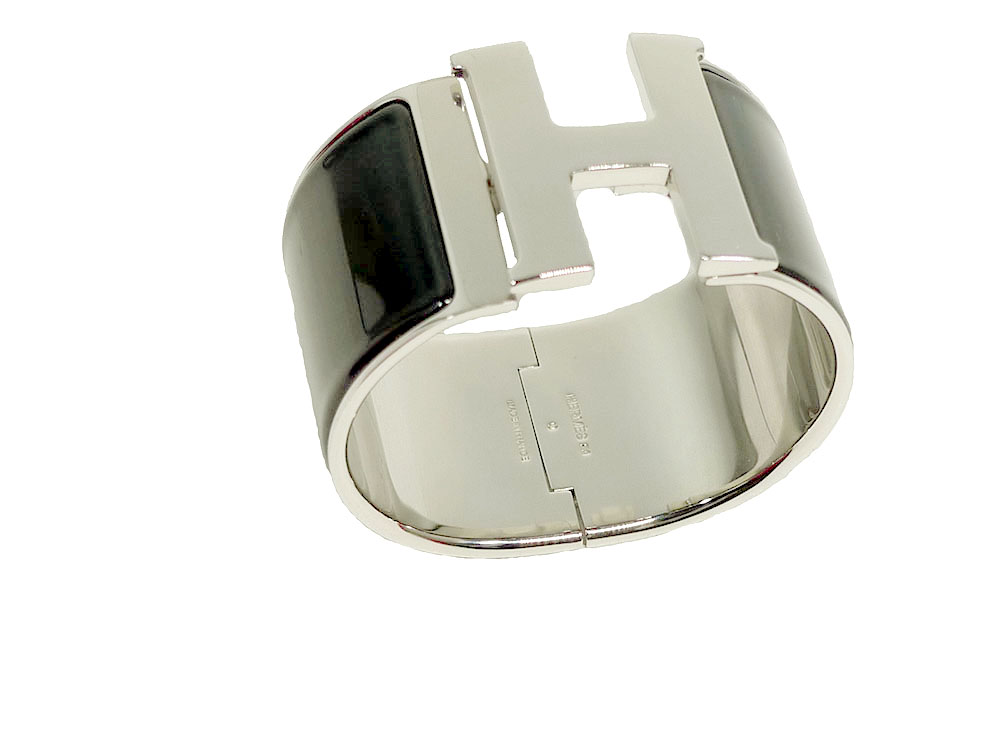 Hermes Hermes H Clic Clac XL Wide Black Silver Hardware PM Size O Stamp-29912 Hermes Hermes H Clic Clac XL Wide Black Silver Hardware PM Size O Stamp-29912
